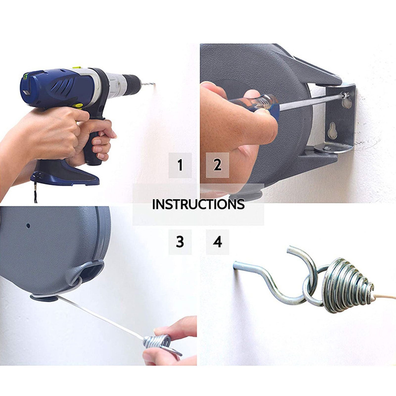 Retractable Clothesline Sturdy Durable Lightweight Clothes Drying Line for Home Indoor Outdoor V1294-YM0512-3117220268311
