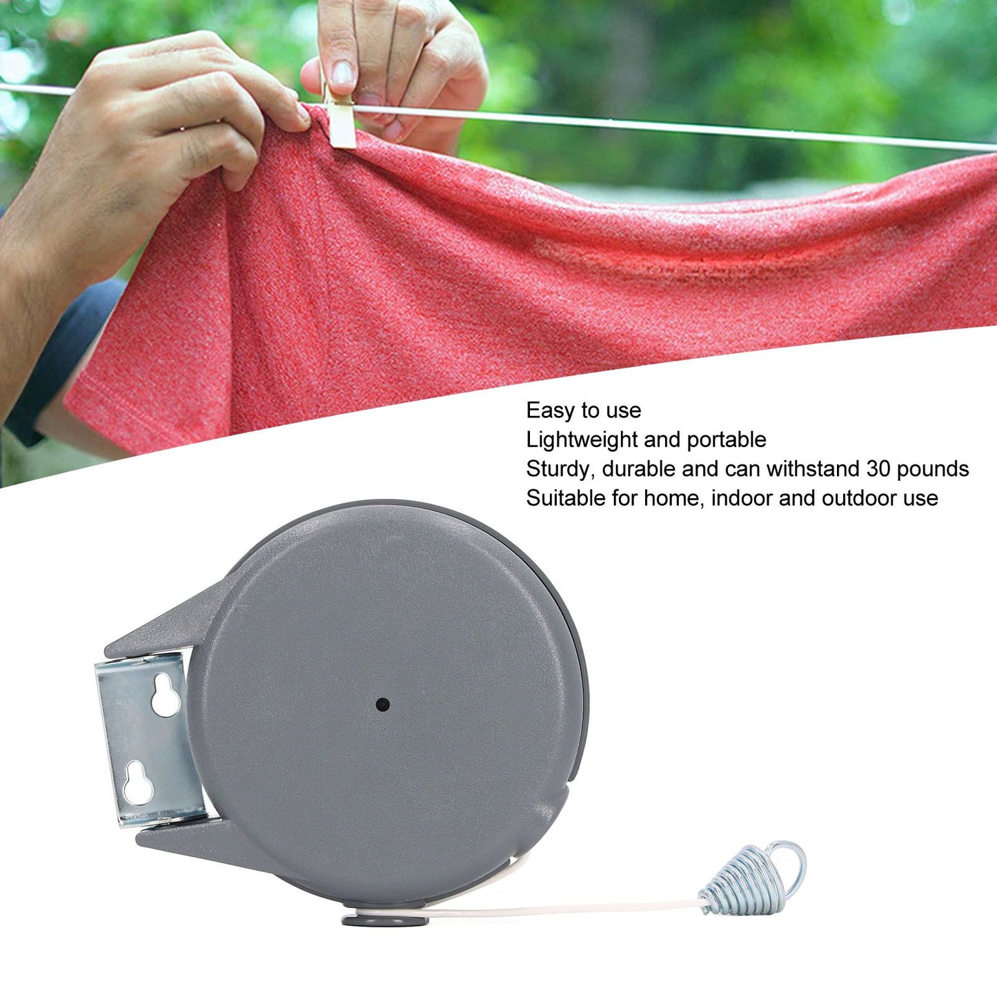 Retractable Clothesline Sturdy Durable Lightweight Clothes Drying Line for Home Indoor Outdoor V1294-YM0512-3117220268311