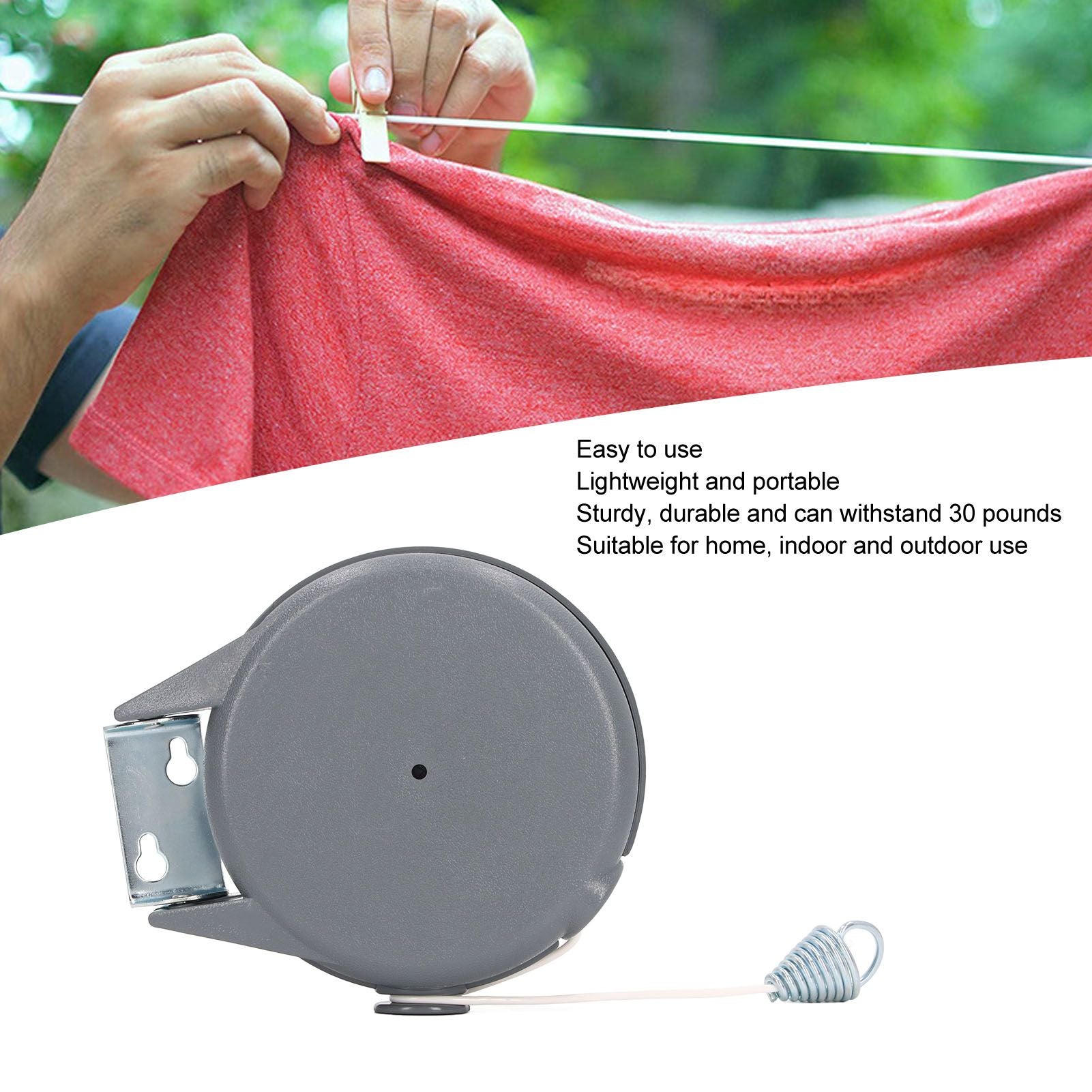 Retractable Clothesline Sturdy Durable Lightweight Clothes Drying Line for Home Indoor Outdoor V1294-YM0512-3117220268311