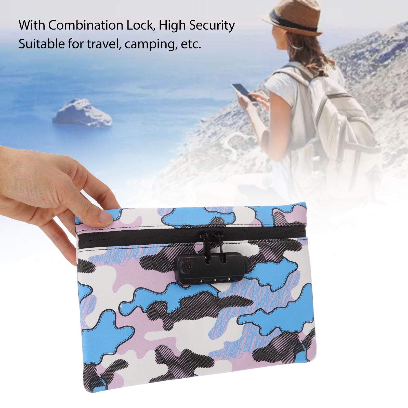 Smell Proof Bag Storage Carrying Bag PU Leather with Combination Lock for Home Outdoor V1294-YM0512-3117220269911