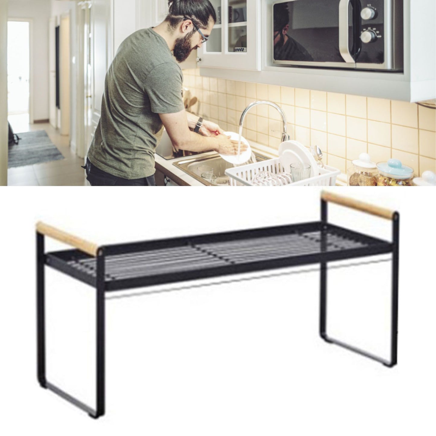Cabinet Storage Shelf Rack Layered Storage Easy to Install Multifunction Counter Organizer Shelf for Seasoner V1294-YM0512-3117220273113