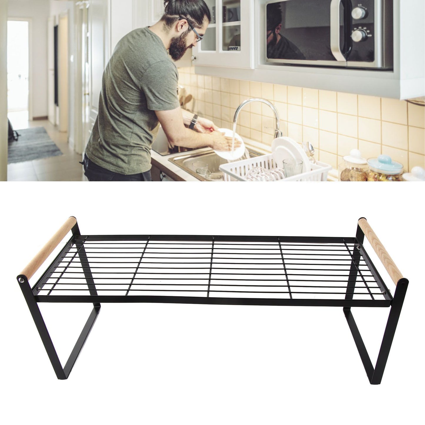 Cabinet Storage Shelf Rack Layered Storage Easy to Install Multifunction Counter Organizer Shelf for Seasoner V1294-YM0512-3117220273114