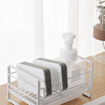 Sponge Storage Rack Matte White Compact Rust Prevention Sponge Drainer Rack Kitchen Drying Rack for Shower V1294-YM0512-3117220273211