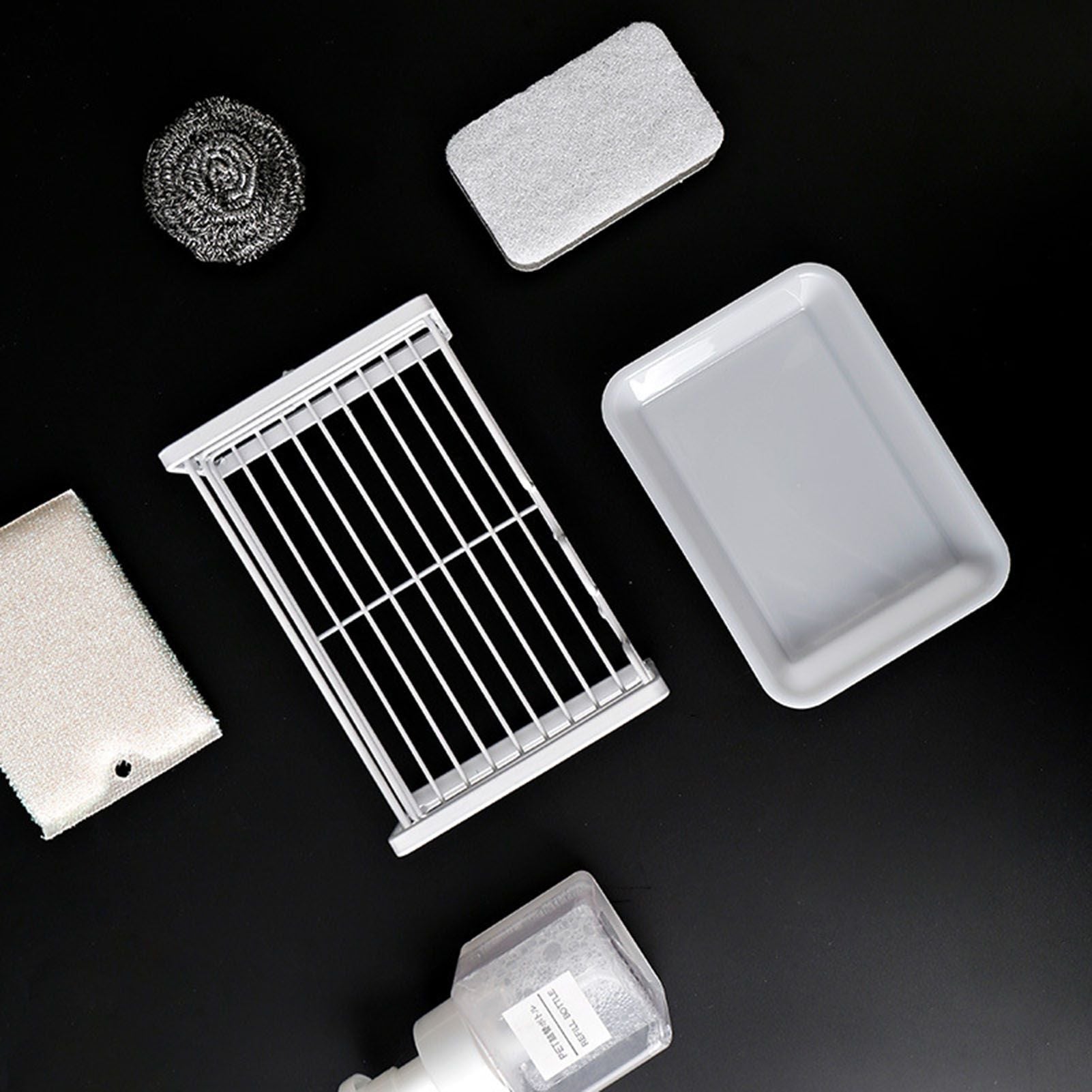 Sponge Storage Rack Matte White Compact Rust Prevention Sponge Drainer Rack Kitchen Drying Rack for Shower V1294-YM0512-3117220273211