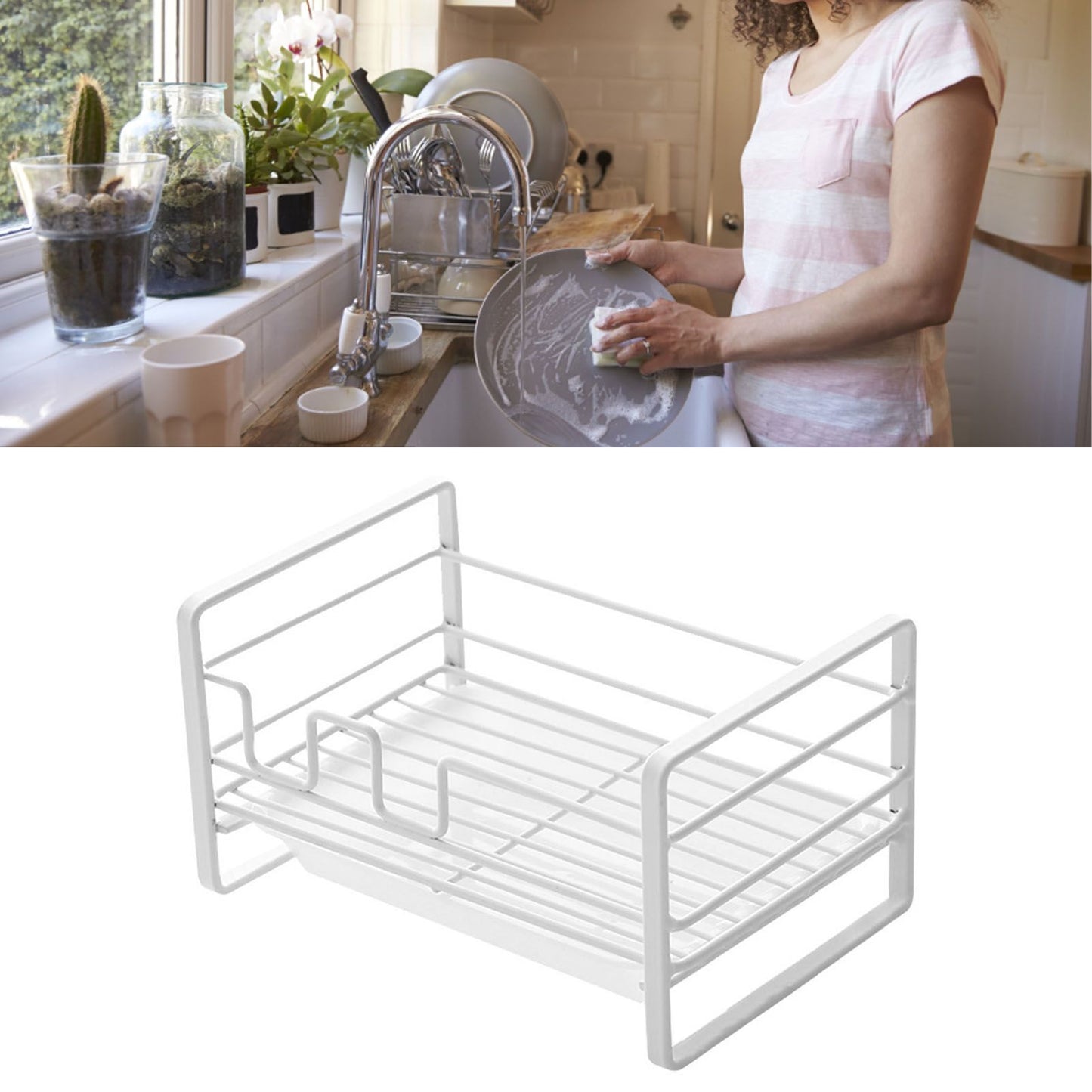 Sponge Storage Rack Matte White Compact Rust Prevention Sponge Drainer Rack Kitchen Drying Rack for Shower V1294-YM0512-3117220273211