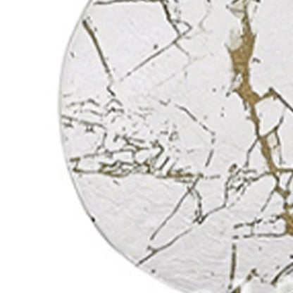 7PCS Drink Coaster Reversible Leather Round Platinum Marble Appearance 10cm Cup Mat for Home V1294-YM0512-3117220278711