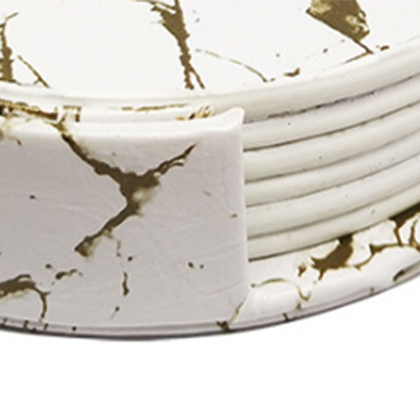 7PCS Drink Coaster Reversible Leather Round Platinum Marble Appearance 10cm Cup Mat for Home V1294-YM0512-3117220278711