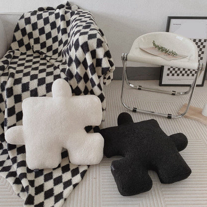Plush Throw Pillow Ultra Soft Cushion Puzzle Special Shaped for Sofa Bed Window Home Decor Black V1294-YM0512-3117220278811