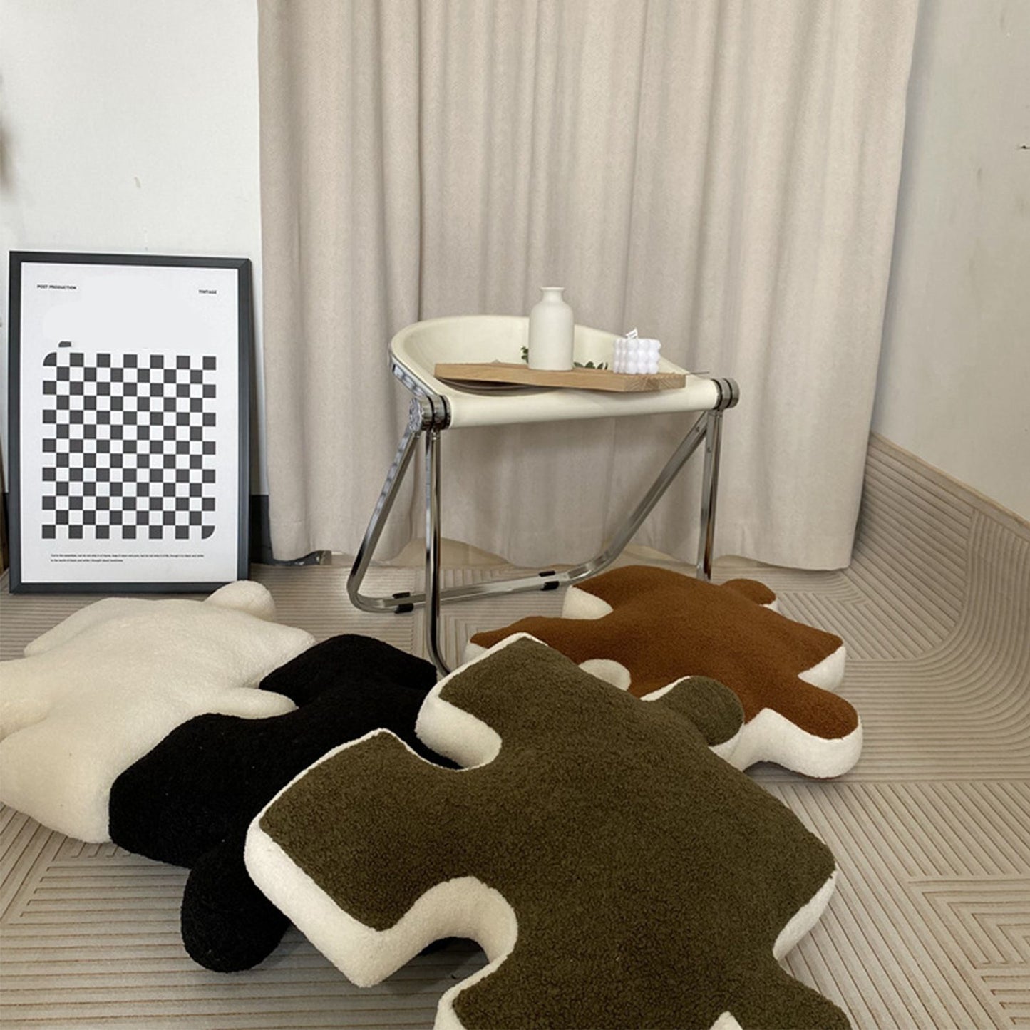 Plush Throw Pillow Ultra Soft Cushion Puzzle Special Shaped for Sofa Bed Window Home Decor Black V1294-YM0512-3117220278811
