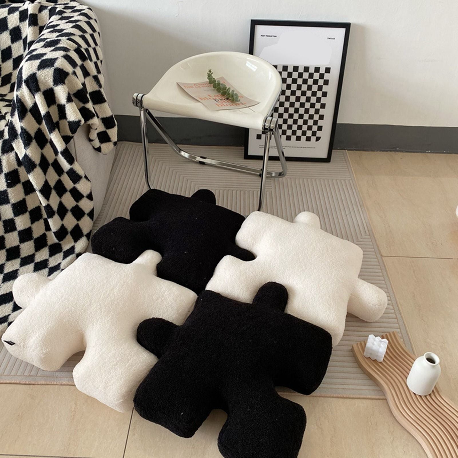 Plush Throw Pillow Ultra Soft Cushion Puzzle Special Shaped for Sofa Bed Window Home Decor White V1294-YM0512-3117220278812