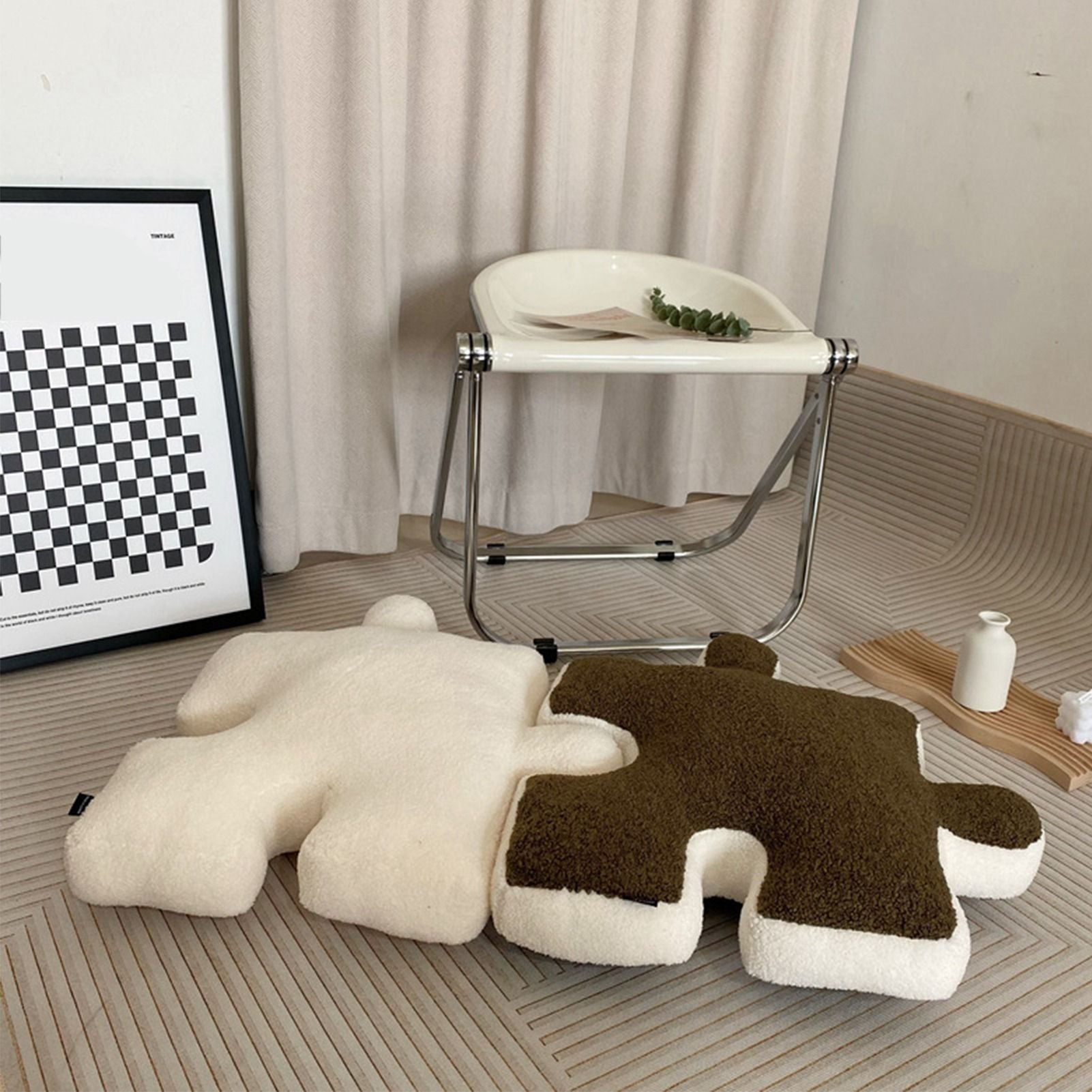 Plush Throw Pillow Ultra Soft Cushion Puzzle Special Shaped for Sofa Bed Window Home Decor White V1294-YM0512-3117220278812