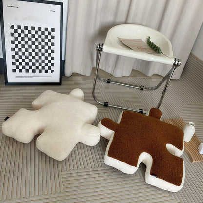 Plush Throw Pillow Ultra Soft Cushion Puzzle Special Shaped for Sofa Bed Window Home Decor White V1294-YM0512-3117220278812
