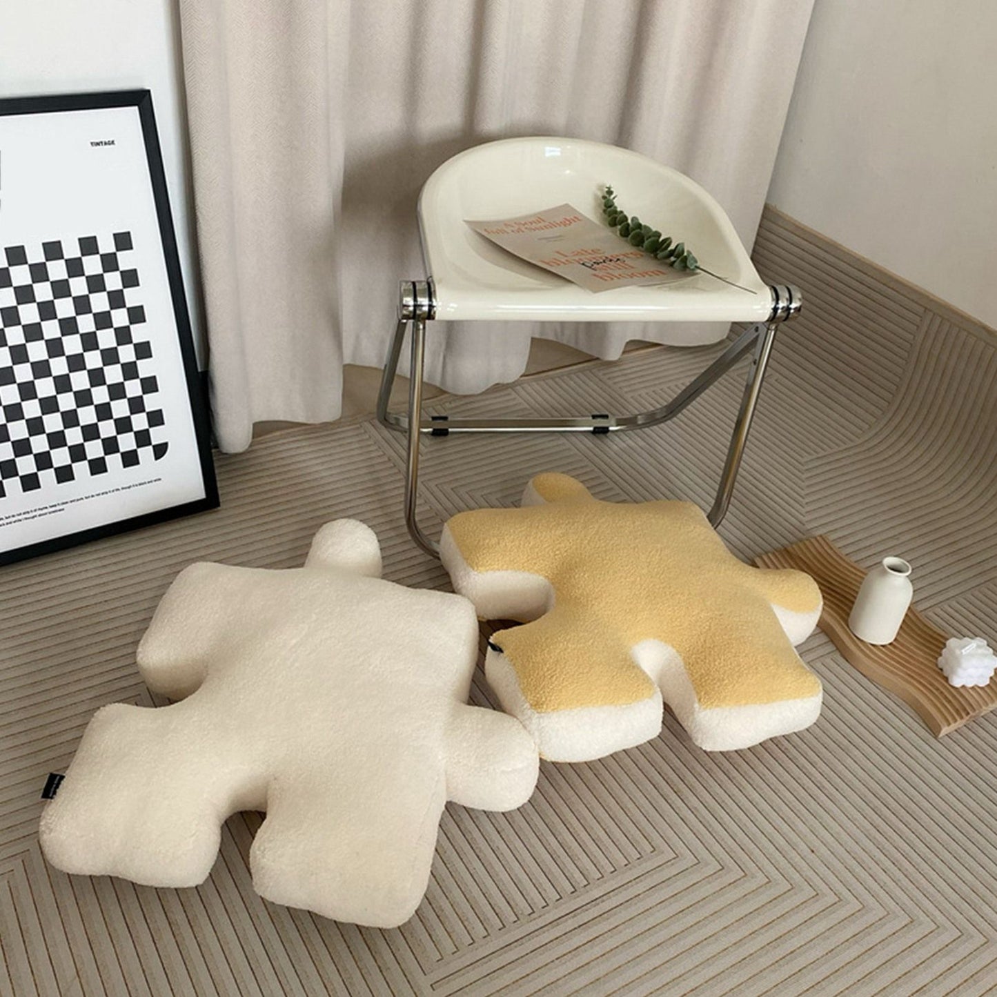 Plush Throw Pillow Ultra Soft Cushion Puzzle Special Shaped for Sofa Bed Window Home Decor Yellow V1294-YM0512-3117220278813