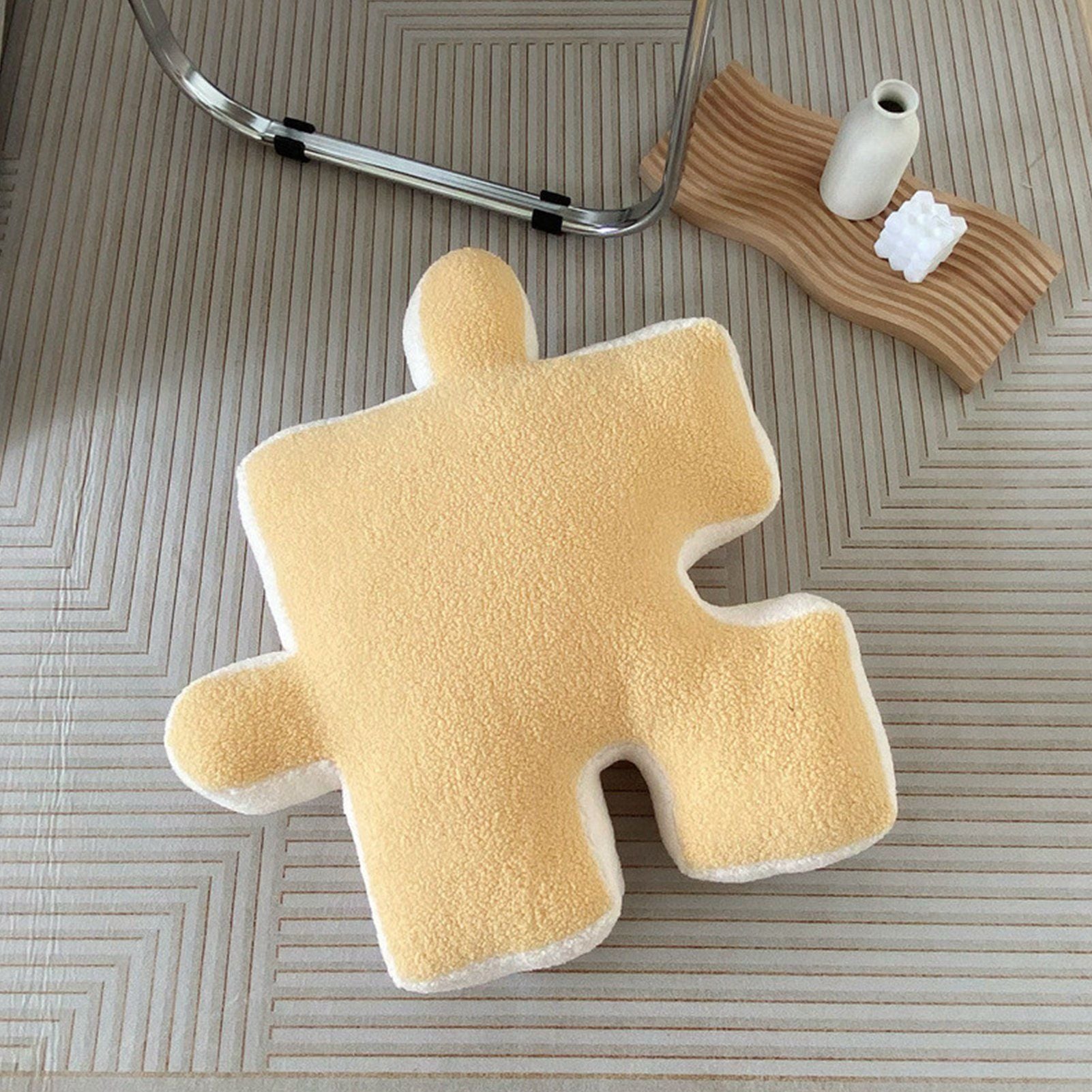 Plush Throw Pillow Ultra Soft Cushion Puzzle Special Shaped for Sofa Bed Window Home Decor Yellow V1294-YM0512-3117220278813