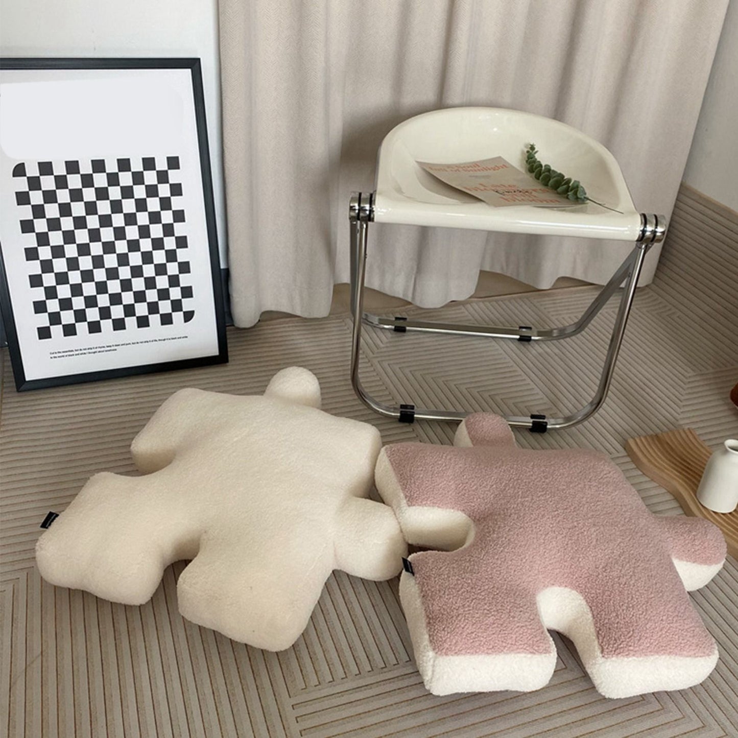 Plush Throw Pillow Ultra Soft Cushion Puzzle Special Shaped for Sofa Bed Window Home Decor Pink V1294-YM0512-3117220278814