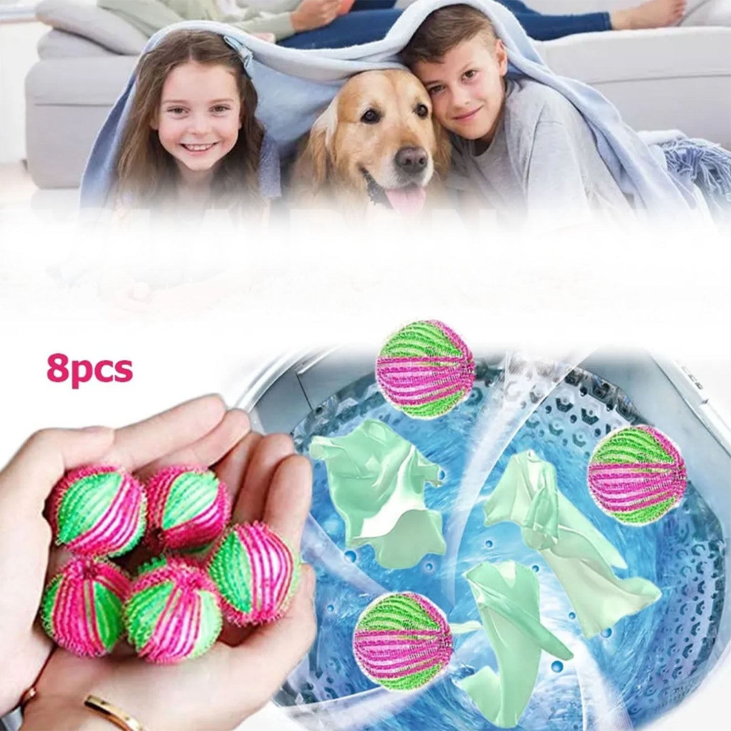 8Pcs Pet Hair Remover Balls Nylon Round Efficient Laundry Lint Remover Balls for Household Laundry V1294-YM0512-3117220279711
