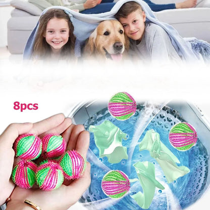 8Pcs Pet Hair Remover Balls Nylon Round Efficient Laundry Lint Remover Balls for Household Laundry V1294-YM0512-3117220279711