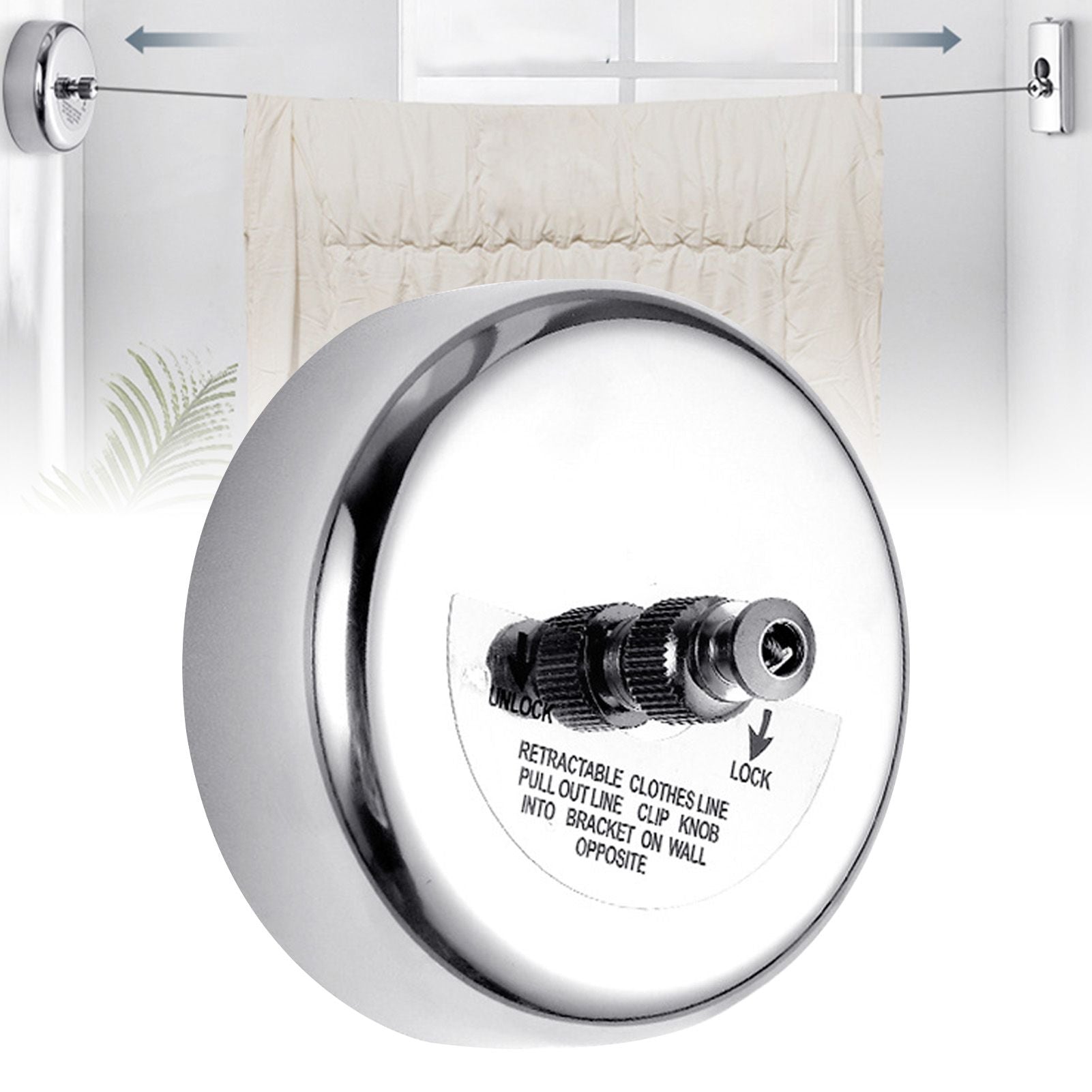 Retractable Clothesline 2.8m Stainless Steel Strong Bearing Rust Corrosion Resistant Telescopic Clothes V1294-YM0512-3117220281111