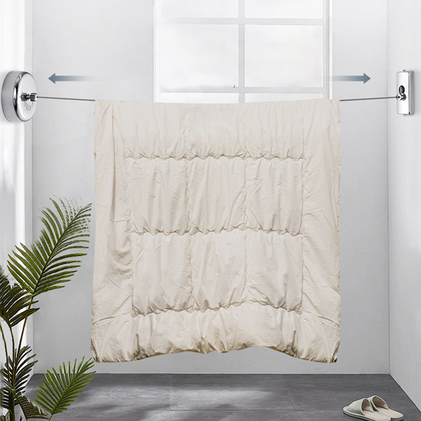 Retractable Clothesline 2.8m Stainless Steel Strong Bearing Rust Corrosion Resistant Telescopic Clothes V1294-YM0512-3117220281111
