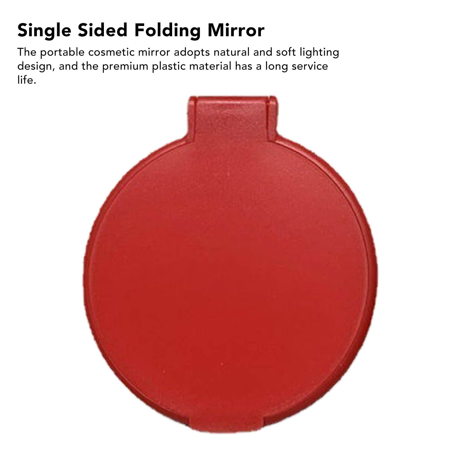 Single Sided Folding Circular Mirror Plastic Portable Compact Cosmetic Pocket Mirror Red V1294-YM0512-3117220281912