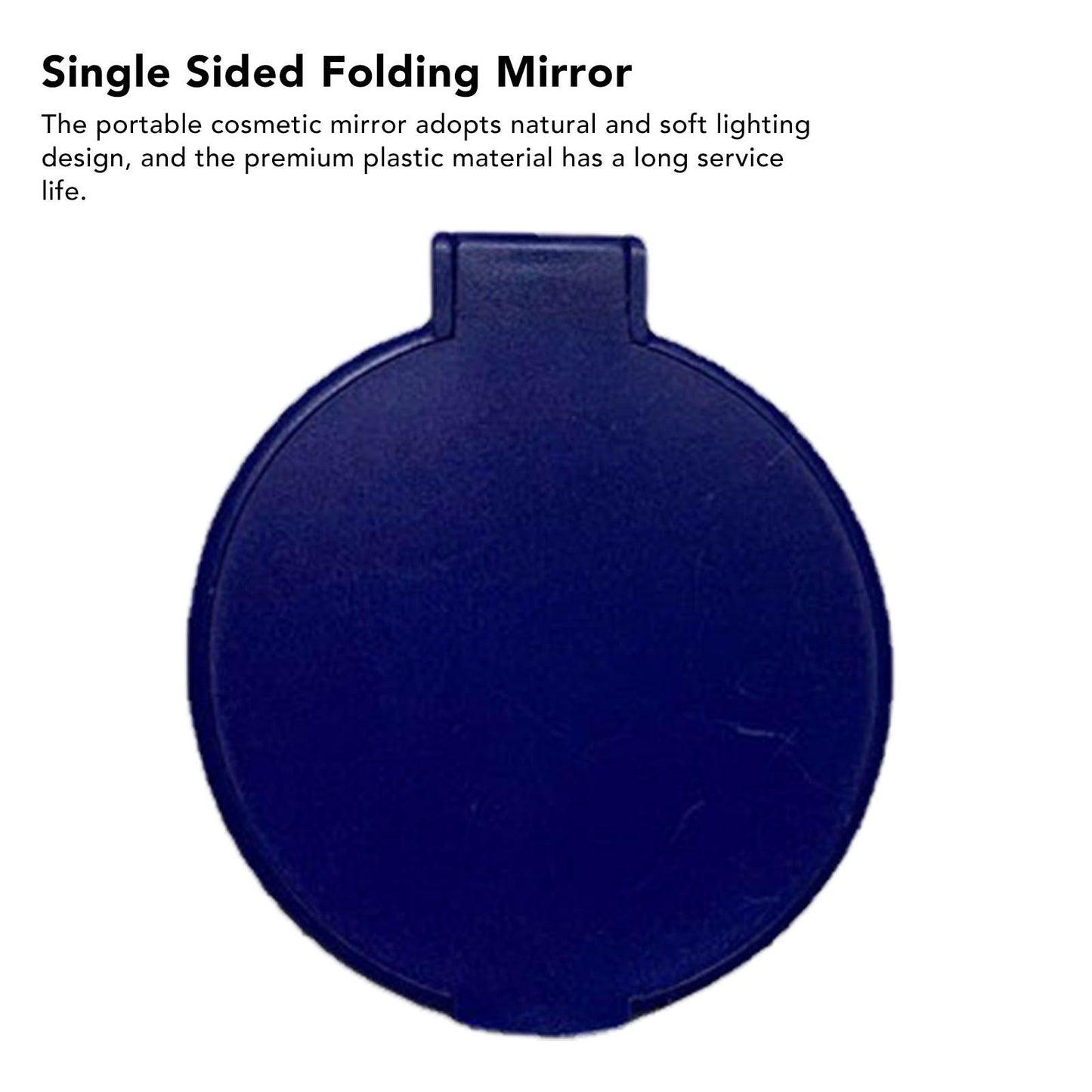 Single Sided Folding Circular Mirror Plastic Portable Compact Cosmetic Pocket Mirror Blue V1294-YM0512-3117220281913