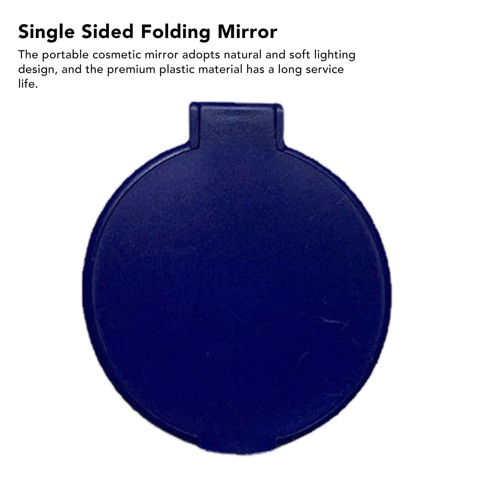 Single Sided Folding Circular Mirror Plastic Portable Compact Cosmetic Pocket Mirror Blue V1294-YM0512-3117220281913