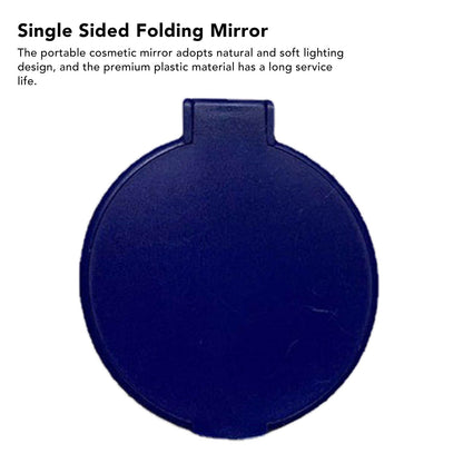 Single Sided Folding Circular Mirror Plastic Portable Compact Cosmetic Pocket Mirror Blue V1294-YM0512-3117220281913