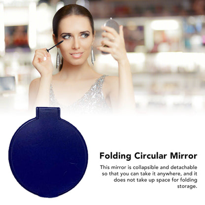 Single Sided Folding Circular Mirror Plastic Portable Compact Cosmetic Pocket Mirror Blue V1294-YM0512-3117220281913