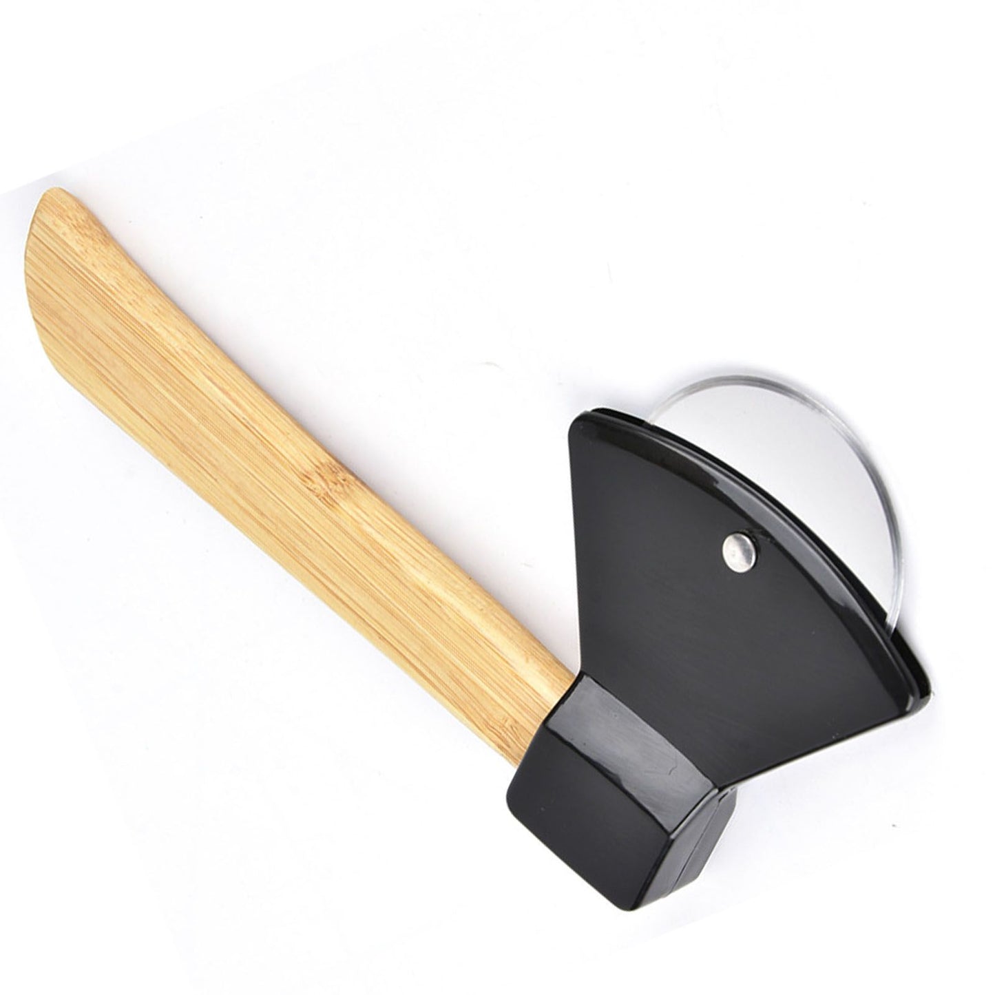Pizza Knife 430 Steel PP Bamboo Handle Ergonomically Round Axe Pizza Cutter for Home Restaurants Black V1294-YM0512-3118220249311
