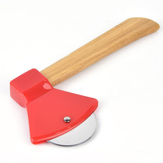 Pizza Knife 430 Steel PP Bamboo Handle Ergonomically Round Axe Pizza Cutter for Home Restaurants Red V1294-YM0512-3118220249312