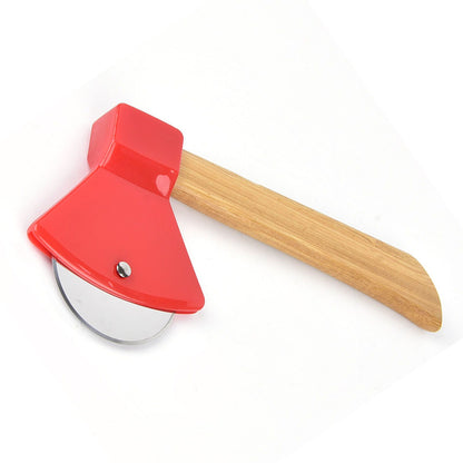 Pizza Knife 430 Steel PP Bamboo Handle Ergonomically Round Axe Pizza Cutter for Home Restaurants Red V1294-YM0512-3118220249312
