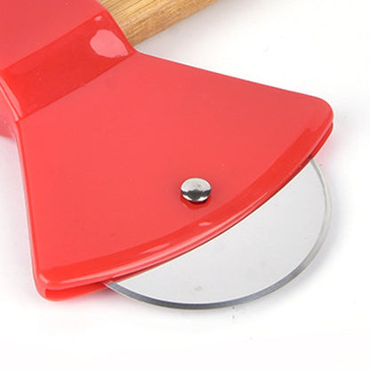 Pizza Knife 430 Steel PP Bamboo Handle Ergonomically Round Axe Pizza Cutter for Home Restaurants Red V1294-YM0512-3118220249312