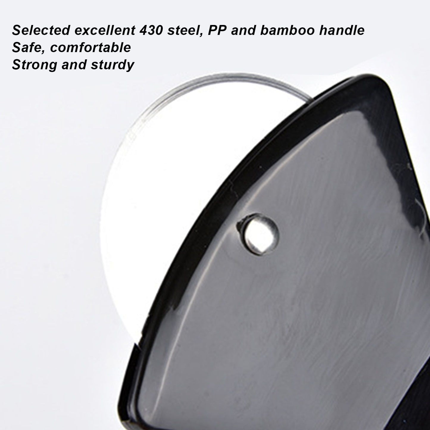 Pizza Knife 430 Steel PP Bamboo Handle Ergonomically Round Axe Pizza Cutter for Home Restaurants Red V1294-YM0512-3118220249312