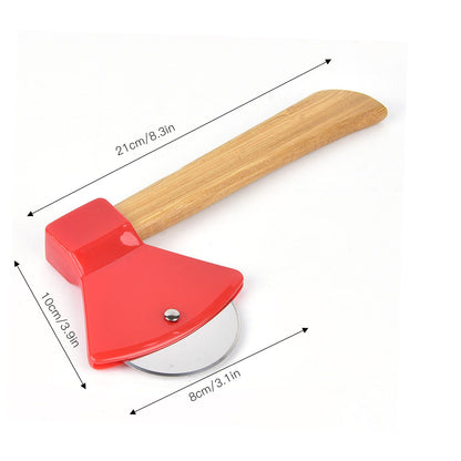 Pizza Knife 430 Steel PP Bamboo Handle Ergonomically Round Axe Pizza Cutter for Home Restaurants Red V1294-YM0512-3118220249312