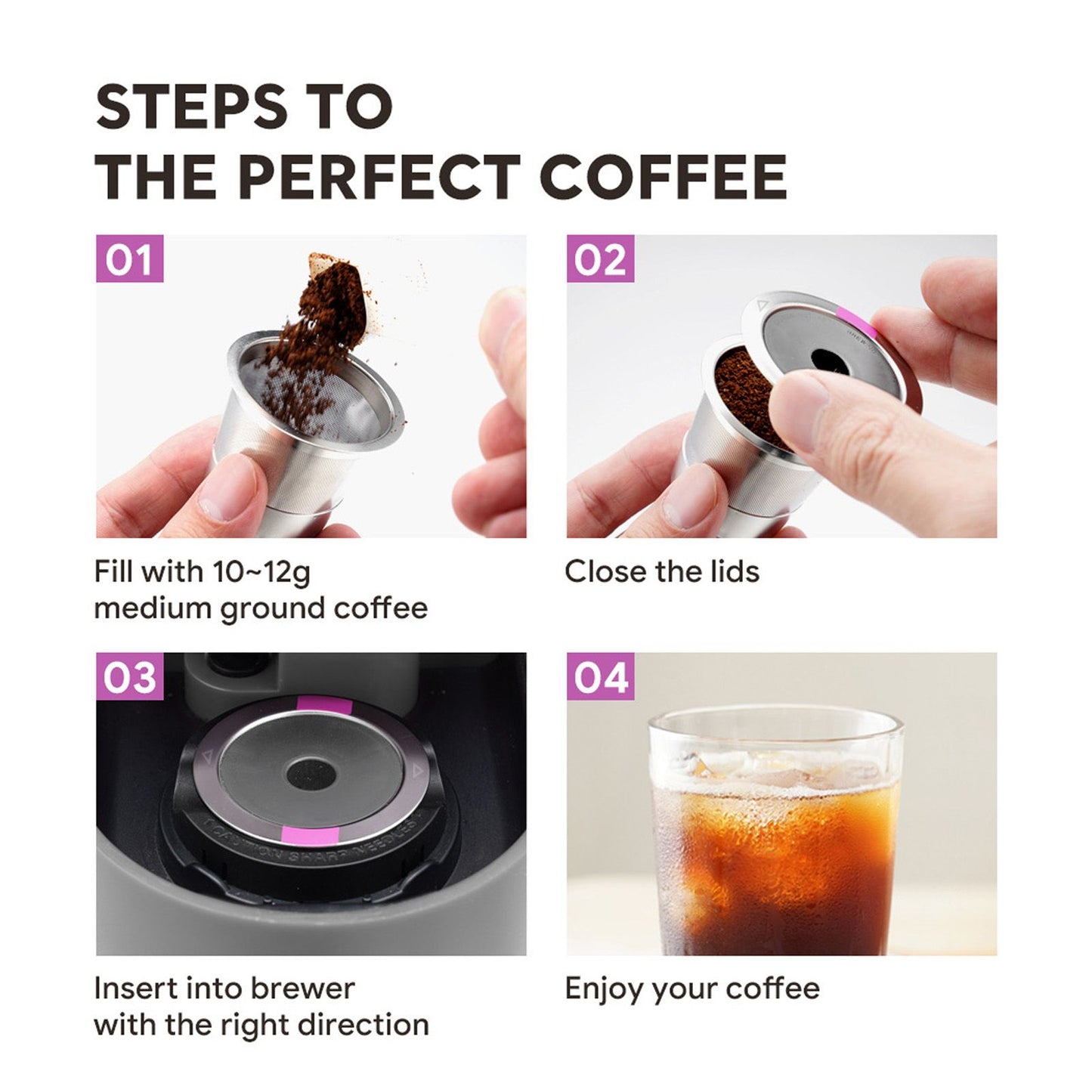 Metal Coffee Pod Stainless Steel Reusable Refillable Filter Cup Single for Coffee Maker V1294-YM0512-3118220252911