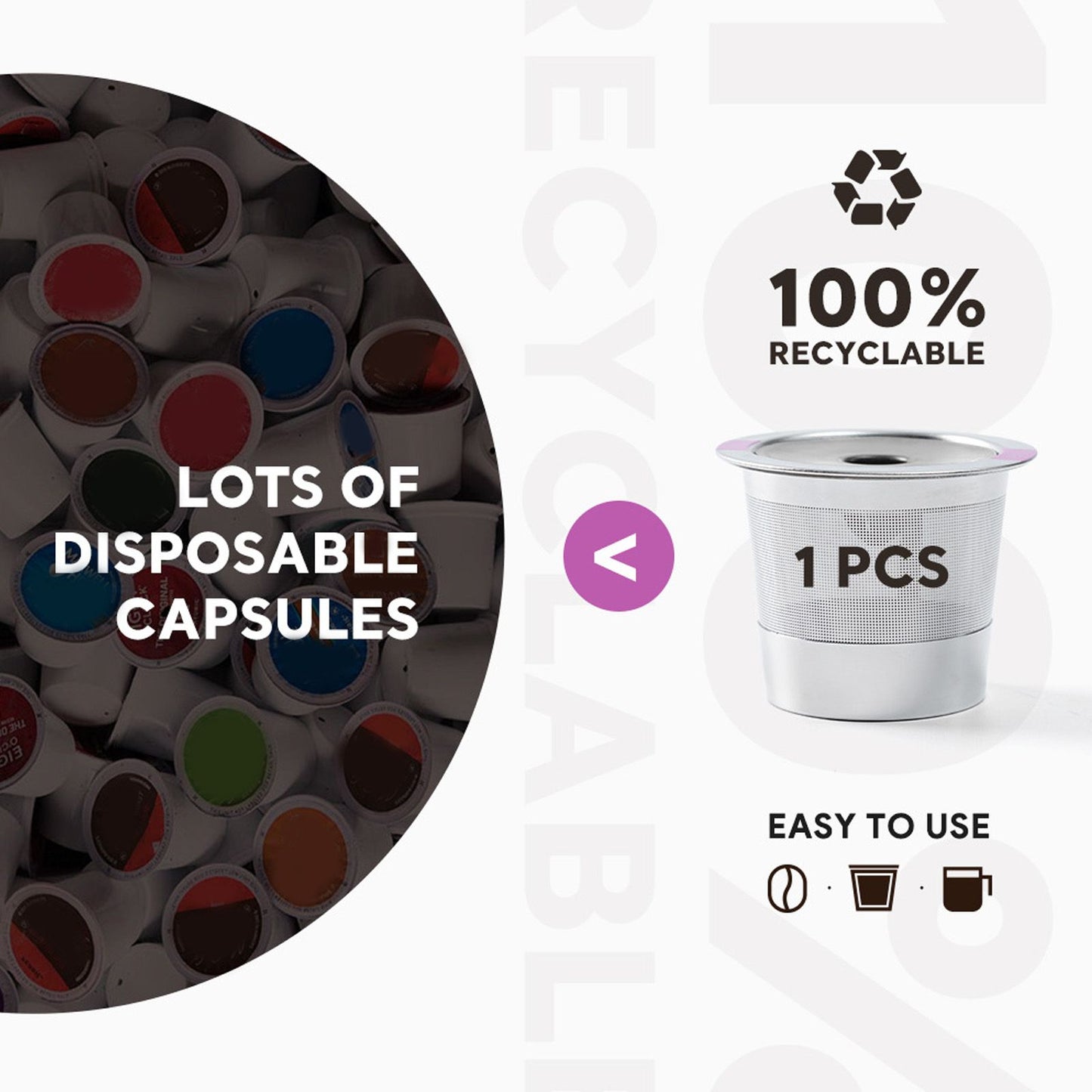 Metal Coffee Pod Stainless Steel Reusable Refillable Filter Cup Single for Coffee Maker V1294-YM0512-3118220252911