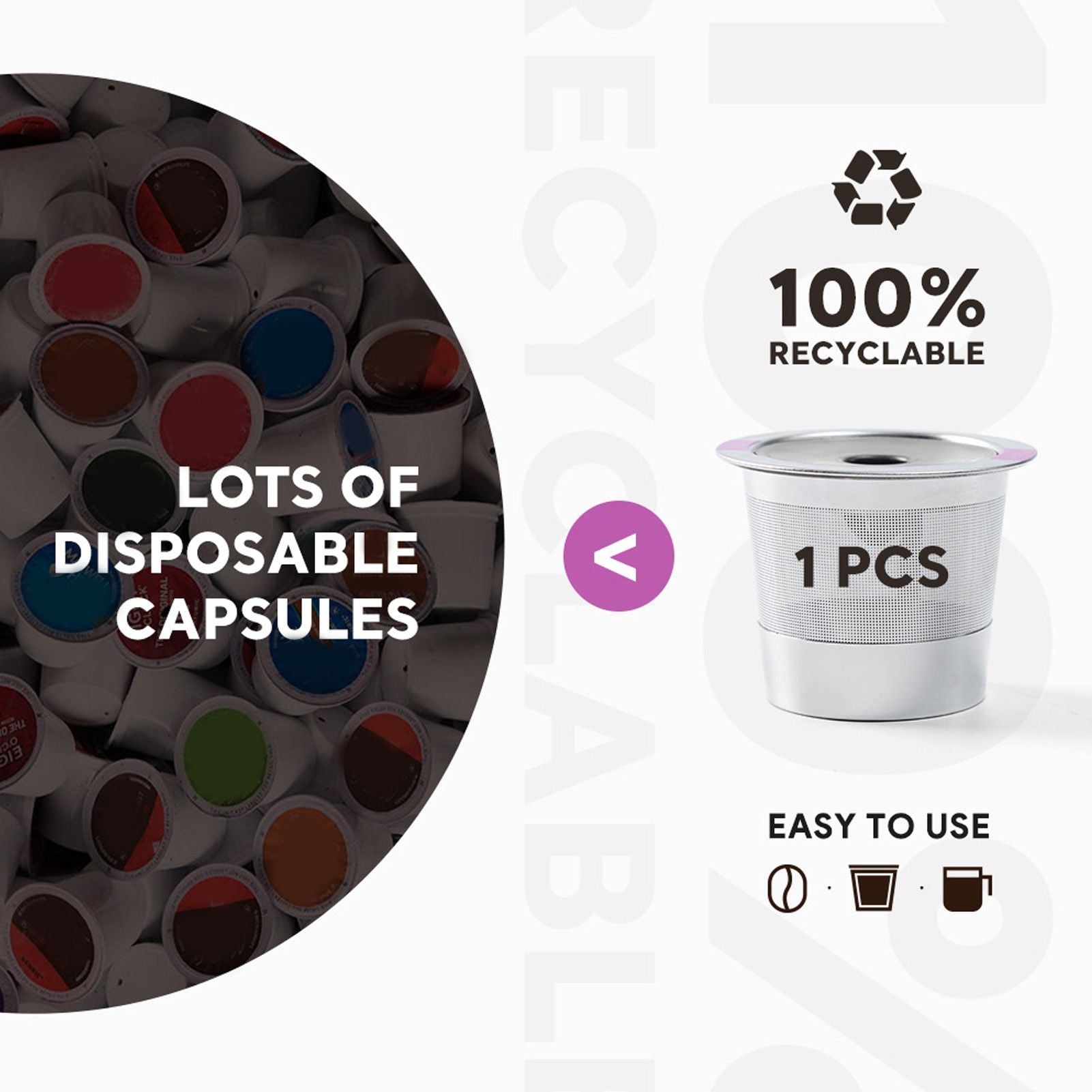 Metal Coffee Pod Stainless Steel Reusable Refillable Filter Cup Single for Coffee Maker V1294-YM0512-3118220252911