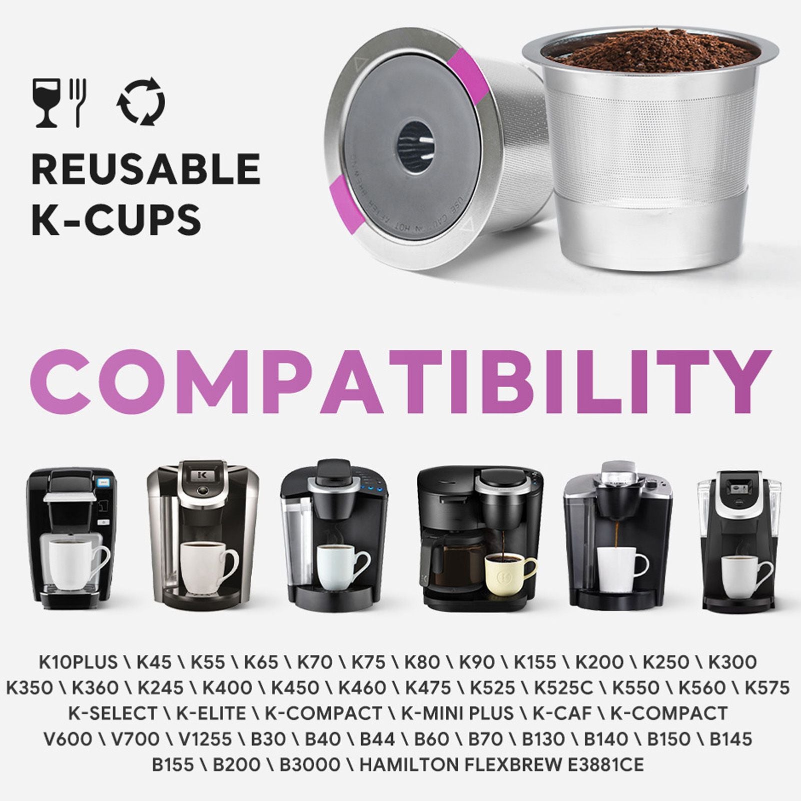 Metal Coffee Pod Stainless Steel Reusable Refillable Filter Cup Single for Coffee Maker V1294-YM0512-3118220252911