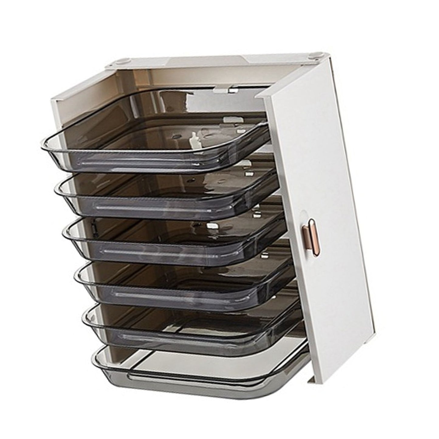 Kitchen Side Dishes Punch Free Foldable PET 6 Layers Wall Mounted Organization Rack Cooking Plates Storage V1294-YM0512-3118220256611