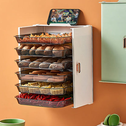 Kitchen Side Dishes Punch Free Foldable PET 6 Layers Wall Mounted Organization Rack Cooking Plates Storage V1294-YM0512-3118220256611