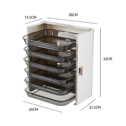 Kitchen Side Dishes Punch Free Foldable PET 6 Layers Wall Mounted Organization Rack Cooking Plates Storage V1294-YM0512-3118220256611