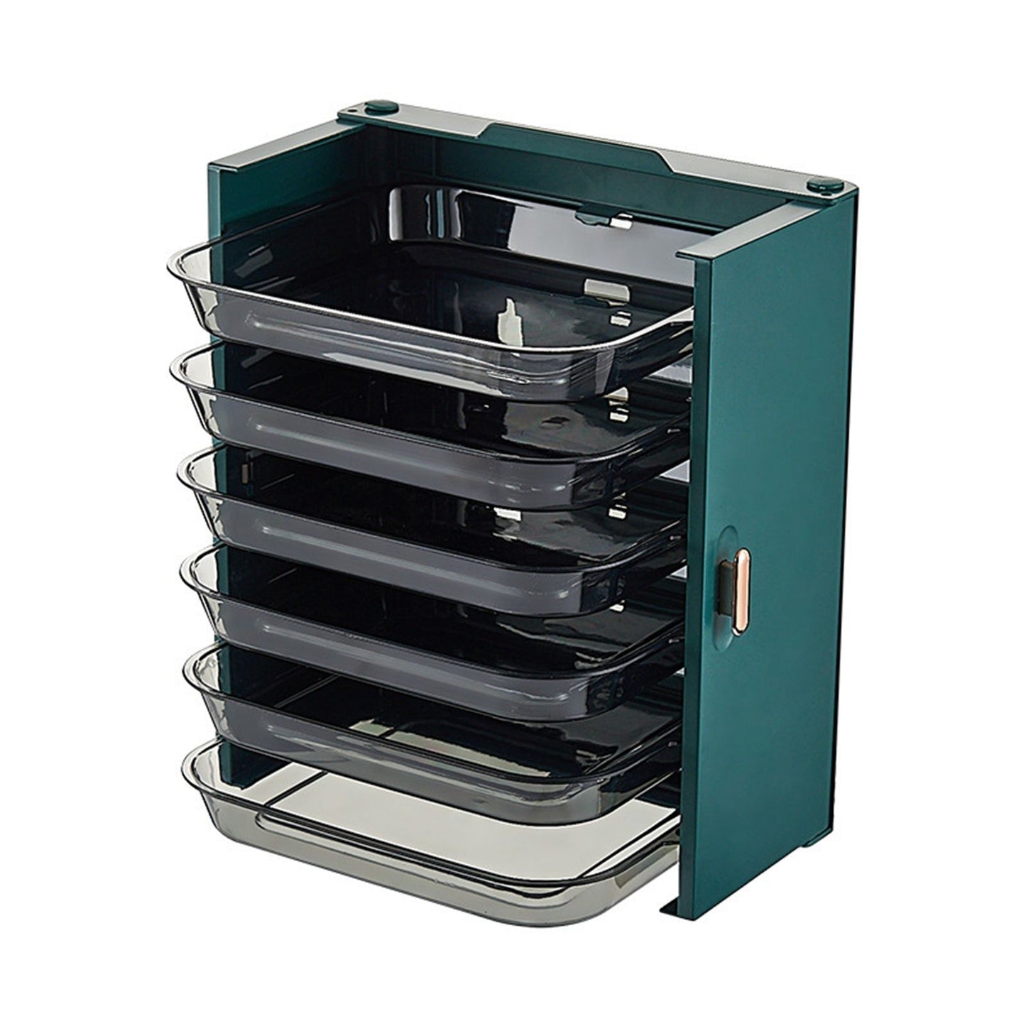 Kitchen Side Dishes Punch Free Foldable PET 6 Layers Wall Mounted Organization Rack Cooking Plates Storage V1294-YM0512-3118220256612