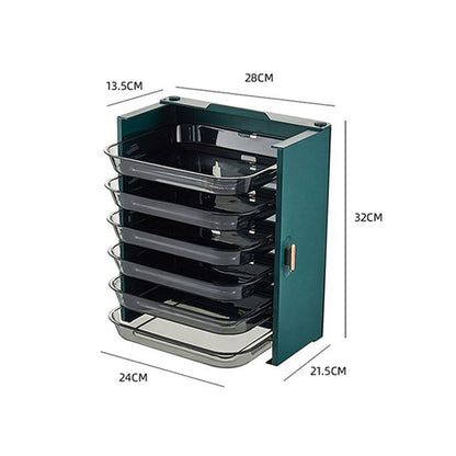 Kitchen Side Dishes Punch Free Foldable PET 6 Layers Wall Mounted Organization Rack Cooking Plates Storage V1294-YM0512-3118220256612
