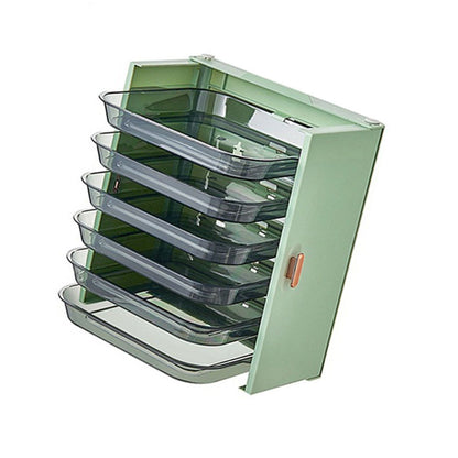 Kitchen Side Dishes Punch Free Foldable PET 6 Layers Wall Mounted Organization Rack Cooking Plates Storage V1294-YM0512-3118220256613