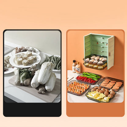 Kitchen Side Dishes Punch Free Foldable PET 6 Layers Wall Mounted Organization Rack Cooking Plates Storage V1294-YM0512-3118220256613