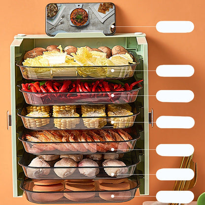 Kitchen Side Dishes Punch Free Foldable PET 6 Layers Wall Mounted Organization Rack Cooking Plates Storage V1294-YM0512-3118220256613