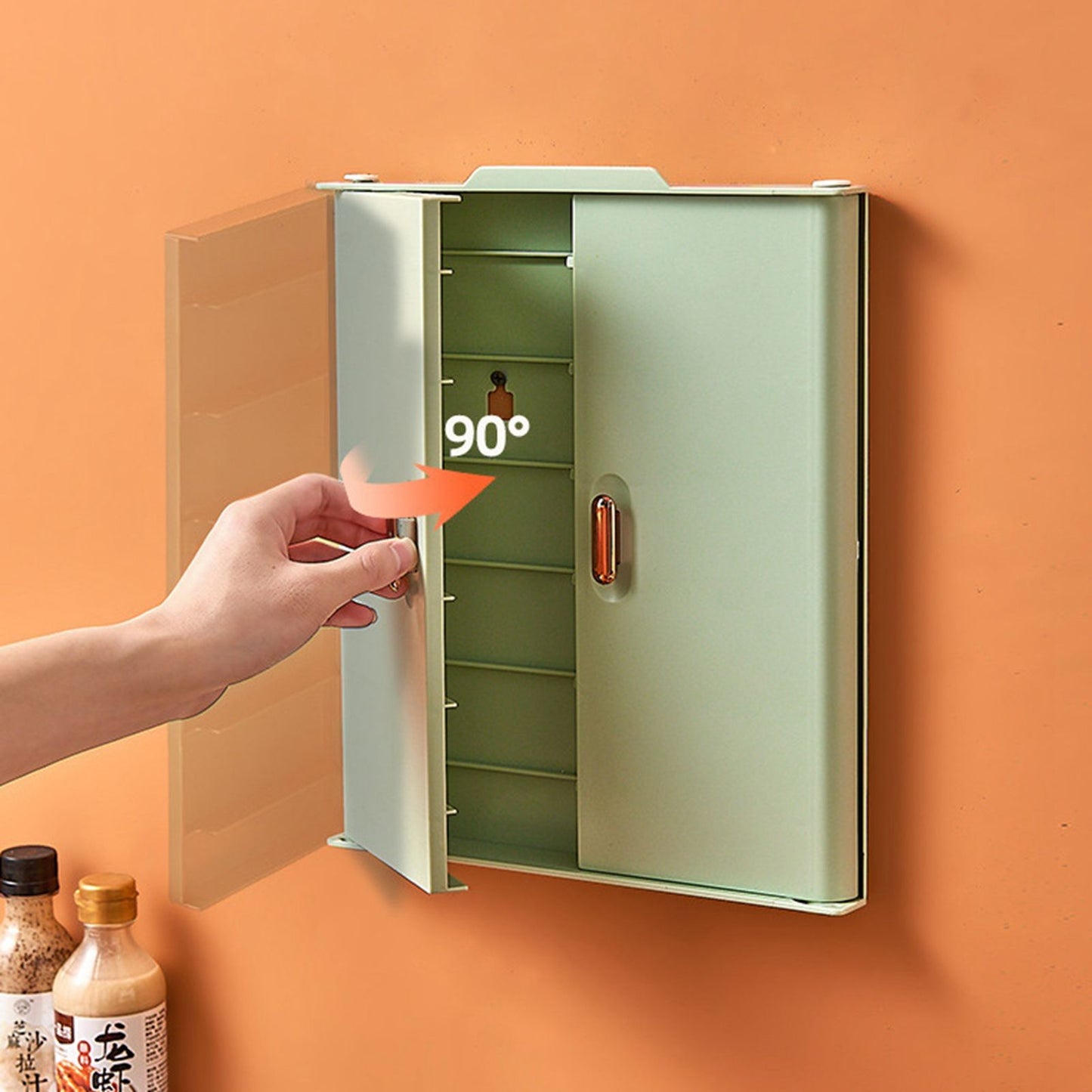 Kitchen Side Dishes Punch Free Foldable PET 6 Layers Wall Mounted Organization Rack Cooking Plates Storage V1294-YM0512-3118220256613