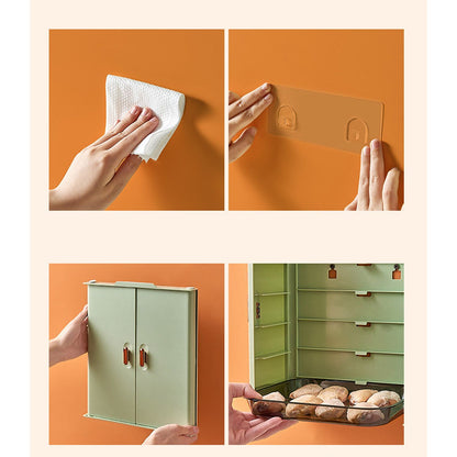 Kitchen Side Dishes Punch Free Foldable PET 6 Layers Wall Mounted Organization Rack Cooking Plates Storage V1294-YM0512-3118220256613