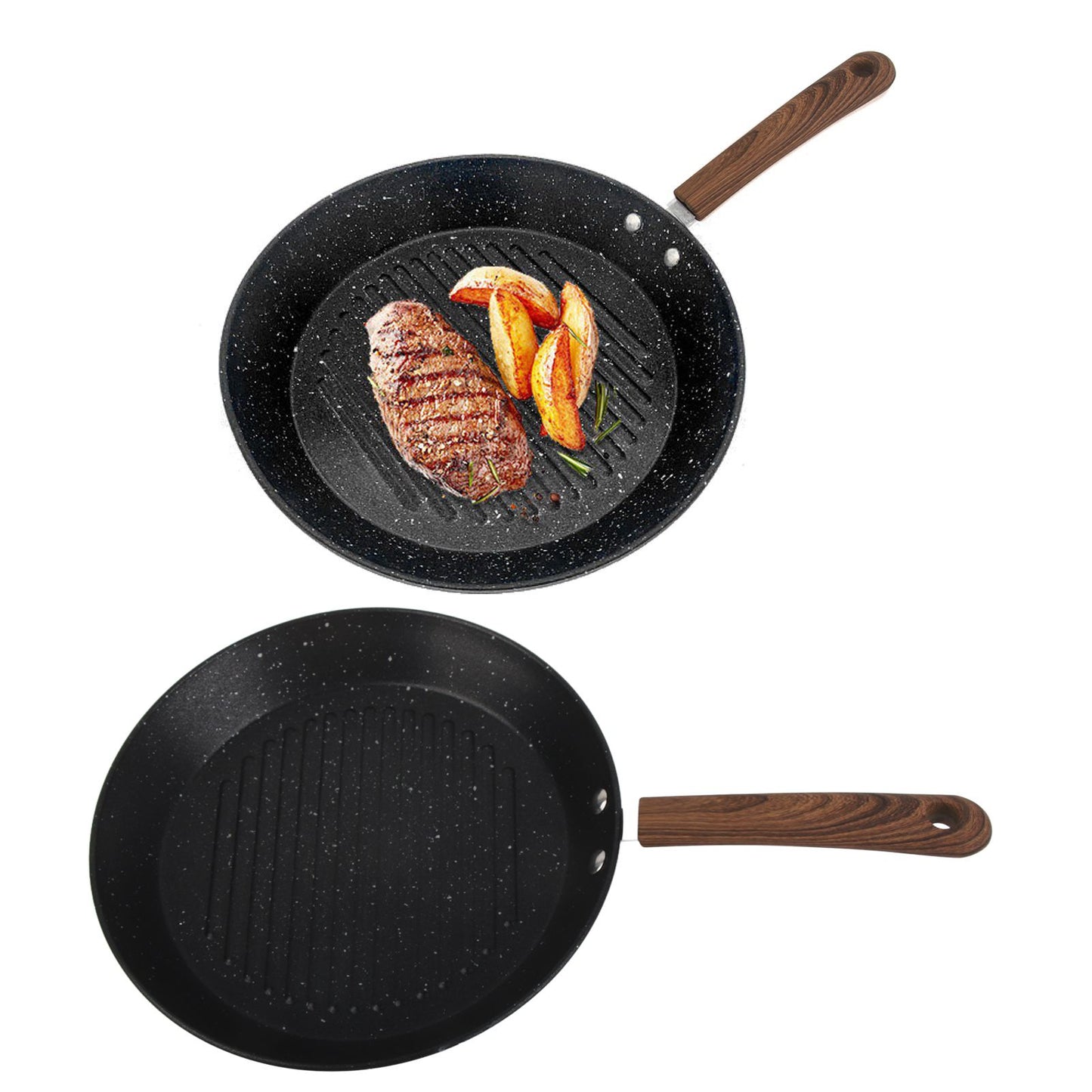 Round Grill Pan Universal Non Stick Multifunctional Flat Bottom Frying Pan for Breakfast V1294-YM0512-3118220257711