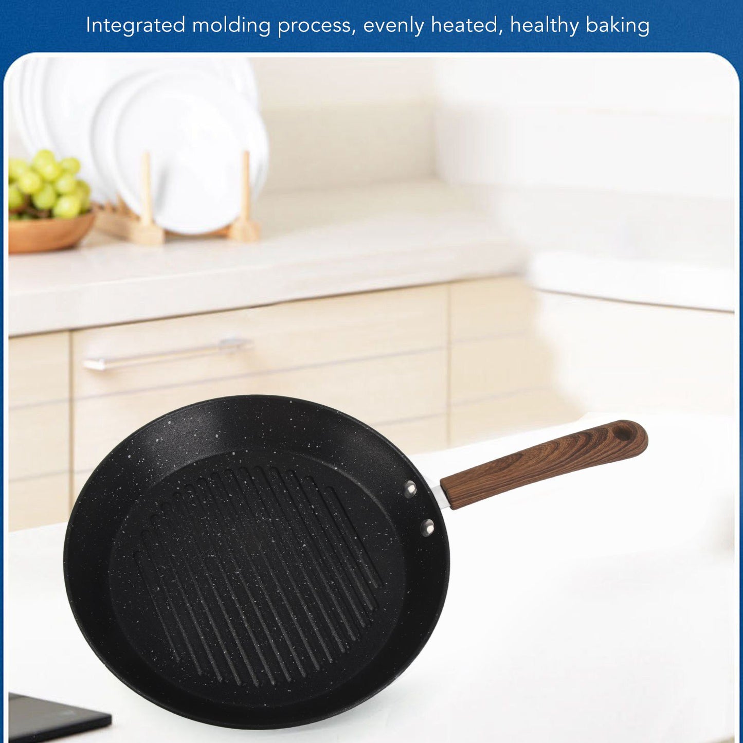 Round Grill Pan Universal Non Stick Multifunctional Flat Bottom Frying Pan for Breakfast V1294-YM0512-3118220257711